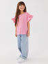 LC Waikiki Crew Neck Plaid Short Sleeve Girl's Shirt